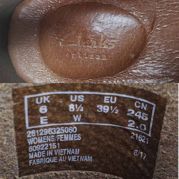 Clarks Artisan Wilrose Jade Olive Taupe Suede Leather Boots Size 8.5 - Picture 11 of 11